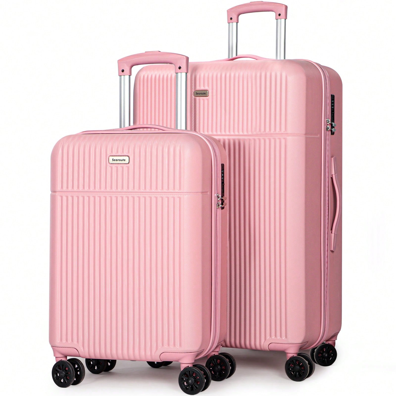 Luggage Sets 2, ABS Hard Shell Lightweight Trolley Travel Suitcase Set With 4 Spinner Wheels TSA Lock For Man Women, 21" + 28"