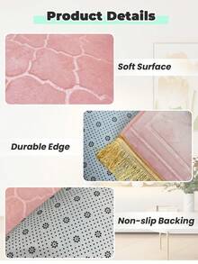 1pc Pink Flannel Muslim Prayer Mat, Thick Sponge Soft Directional Mecca Prayer Carpet, Ramadan Home Decor Rug With Classic Embossed Design - Pink - View 4
