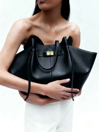 Mode Stor Kapacitet Trapezeväska Designer Chic Lock Dam Axelväskor Lyxiga Pu Läderhandväskor Kvalitet Armhålsväska