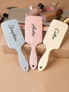 Peine de cojín con logotipo de texto personalizado y patrón de mármol, peine de masaje para el cabello, cepillo de pelo personalizado con nombre personalizado, adecuado para niñas, damas de honor - Cumpleaños, Día de la Madre, Boda, Regalos de Aniversario - Regalos personalizados elegantes para ocasiones diarias o especiales - Multicolor - Ver 4