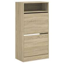 meuble à chaussures vidaXL en chêne Sonoma 60x34x116 cm, matériau à base de bois - Tabac - Voir 4