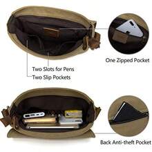 Bandolera Hombre VASCHY Pequeño Bolsa Mensajero Mariconera Bolsa Crossbody Hombre Mujer Bolso de Hombro para Uso Diario Deportes Empresas Viajes - Caqui - Ver 5