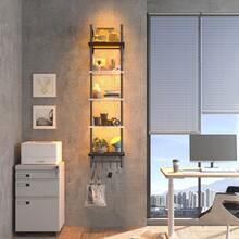 5 Tier LED Floating Shelves For Wall Industrial Pipe Shelves With 4 S-Hooks For Living Room, Bedroom, Kitchen - 黑色 - 查看 2