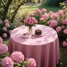 FULDGAENR 6 Packs Pink Plastic Round Table Cloth, Disposable Pink Tablecloths Plastic 84 Inch Size For Round Table Indoor/Outdoor Parties Birthdays Weddings Anniversary - 6 Packs,6684inchRound - 6684吋圓形 - 查看 7