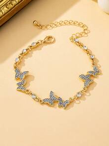 1 pieza Brazalete de mariposa minimalista de moda retro, adecuado para uso diario, fiesta o regalo de mujer - Dorado - Ver 4