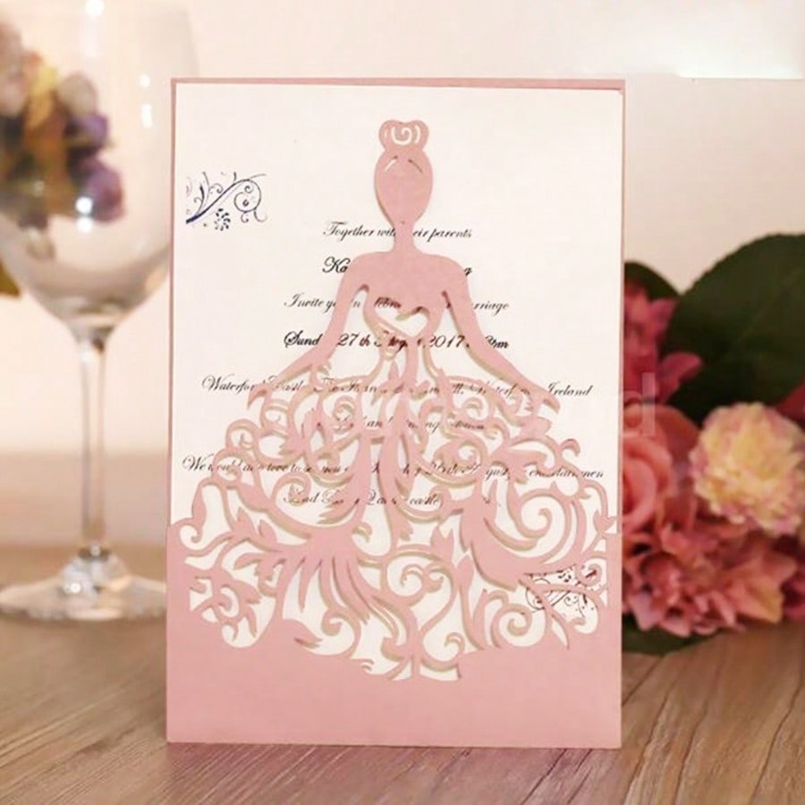100 invitation cards with princess dress design, e...