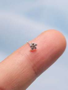 1 pieza Pendiente de nariz de plata de ley 925 con flor de circonita, 24G - Plateado - Ver 9