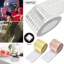 3PCS Mini Mosaic Tiles Self-Adhesive Square Mirror Glass Wall Sticker Decors DIY UK - Silver - View 1