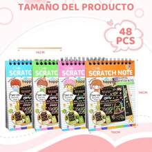 Scratch Art Paquete de 48 Scratch Multicolor Paper Cuadernos de Arte Para Rascar con 48 lápices Recuerdos de Fiesta de Arte para Arañazos para niños - Multicolor - Ver 3