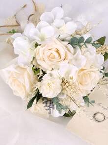 Elegant Bridal Bouquet, Bridesmaid Wedding Artificial Rose Flower Bouquet For Wedding Photography - Multicolor - View 3