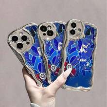 Funda de teléfono creativa con diseño de flor delicada, superficie brillante, textura pintada con flores, borde ondulado, tacto suave y color crema con efecto metálico para la serie Apple - Plateado - Ver 4