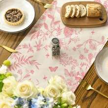 Artoid Mode - Camino de Mesa con Diseño Monocromático de Bosques, Pájaros y Flores para Decoración de Estaciones ,Primavera, Verano, Otoño, en Comedor, Cocina y Fiestas del Hogar, 13 x 72 Pulgadas(13" x 72", Table Runner Rosa) - Multicolor - Ver 8