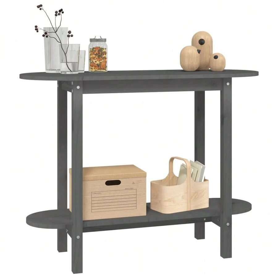 Consolle vidaXL grigia, 110x40x80 cm, in legno massello di pino. - Grigio - Visualizzare 1