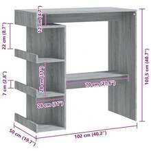 Tavolino da bar vidaXL con ripiano, grigio Sonoma, 100x50x101,5 cm - Grigio - Visualizzare 7