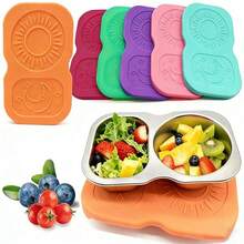 Stainless Steel Snack Container With Lid, Salad Dressing Container, 5.3 Ounces (Approximately 150.3 Grams) 2-Grid Small Flavor Container, With Leak Proof Silicone Lid, Perfect Size Reusable Sauce Cup Snack Box For As A Gift Giving Option For Ramadan/Valentine's Day - Multicolor - View 5