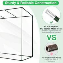 Walk-In Greenhouse Outdoor Portable Mini Greenhouse W/ PE Cover Heavy-Duty Metal Frame Roll-Up Zipper Door Double-Layer Screen Windows Winter Hot House For Garden Yard 200 X 77 X 169 Cm - Green - View 5