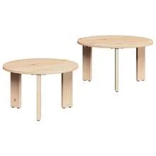 Table basse vidaXL, lot de 2, en pin massif naturel, dimensions 47,5 x 47,5 x 27 cm. - Tabac - Voir 4