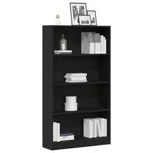 Estantería vidaXL de 4 compartimentos, acabado en roble negro, 80x24x143 cm. - Negro - Ver 1