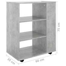 vidaXL Rollschrank Betongrau 60x35x75 cm Holzwerkstoff - Grau - Übersicht 10
