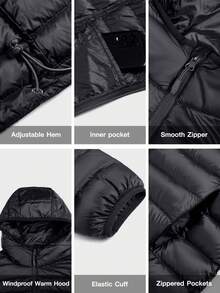 CAMEL CROWN Women's Packable Hooded Down Jacket Ultra Light Insulated Puffer Coat Water Resistant - Black - View 3