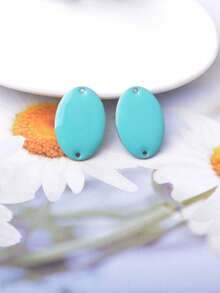 6 piezas de conectores ovalados de cobre con esmalte de doble cara, dijes geométricos de esmalte colorido para accesorios de joyería DIY - oval - Ver 10
