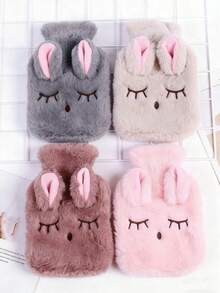 可拆卸毛绒热水袋加热器，毛绒睡眠兔形暖手器，热水袋，软套 - 经典热水袋，热填充热水袋，可重复使用，可再填充，适用于女性痛经和局部感冒缓解，女性情人节礼物生日男朋友女朋友 - 彩色 - 查看 1