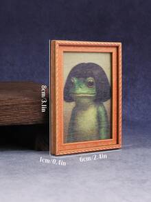 1 Piece Of Quirky Middle Part Hair Frog Pattern Fridge Magnet, Mini Photo Frame Shape, Fun Home Decoration Prop, Holiday Gift - Multicolor - View 7