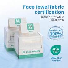 Borje Face Towels XL, Disposable Face Towel 10" X 12", 50 Count, 100% USDA Biobased Facial Towelettes, Ultra Soft &Amp; Thick Makeup Remover Wipes For Women Cleansing - ColorA - 查看 2