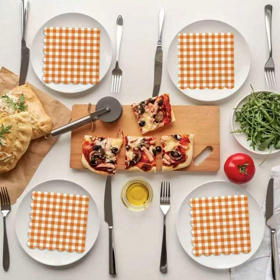 1 Pack (50pcs/100pcs) Pink Striped Plaid Theme Party Napkins, 3-Ply Thick Soft Unscented, 25*25cm Unfolded, 12.5*12.5cm Folded, Suitable For Birthday, Wedding, Holiday Parties, Restaurants, Kitchens, All Seasons