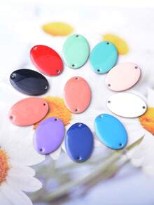 6 piezas de conectores ovalados de cobre con esmalte de doble cara, dijes geométricos de esmalte colorido para accesorios de joyería DIY - oval - Ver 11