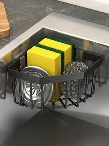 Gray Kitchen Sink Organizer Rack, Stainless Steel Sponge Holder, Countertop Storage Shelf, Lightweight, Rust-Proof, Easy To Install And Clean, With Adhesive Hooks - Multicolor - View 16