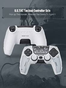 GeekShare G.S.TAC Tactical Controller Skin Set Compatible With Playstation 5,, Anti-Slip Silicone Protective Cover Skin Case For PS 5 Wireless Controller With 2 Thumb Grip Caps And 2 Stickers - For Black Myth: Wukong (White) - 白色 - 查看 3