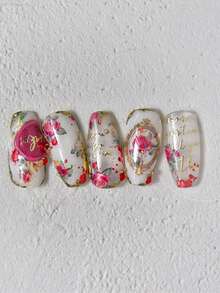 1 Peça Adesivo de Arte de Unhas de Flor de Concha 5D, Decalque de Unha de Rosa de Primavera Autoadesivo, Padrão Floral de Rosa Encantadora Rosa, Adequado para Unhas Acrílicas, Decoração de Arte de Unhas de Rosa Vermelha, Ideal para DIY de Mulheres e Meninas