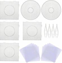 Allazone 5 Mm 52 PCS Fuse Beads Boards Set, 6 PCS Large Square Plastic Pegboards With 6 PCS White Beads Tweezers, 10 PCS Ironing Paper And 2 Style Keychain Kids Supplies - 樣式 1 - 查看 1