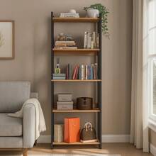 Estante Organizador Livreiro Estilo Industrial Madeira MDP Prateleira p/ Livros Quarto Sala Cozinha Decoração Ambientes - Preto - Visão 4