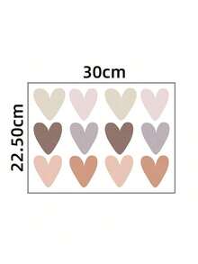 36/24/12pcs Heart-Shaped Stickers, Beautiful Baby Room Decor Self-Adhesive Wall Stickers, Suitable For Children's Room Decoration - Multicolor - View 2
