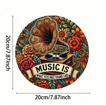 CIF BUY FARISTAR Vintage Music Wall Decor 8x8 Inch Round Metal Tin Sign - Retro Feelings Sound & Vinyl Record Themed Art For Home, Bar, - 彩色 - 查看 5