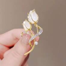 New Cat Eye Stone Tulip Brooch, High-End Temperament Brooch, Exquisite Suit Sweater Brooch, Accessory Chest Flower, The Best Gift For Mothers - 貓眼鬱金香 - 查看 3