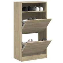 meuble à chaussures vidaXL en chêne Sonoma 60x34x116 cm, matériau à base de bois - Tabac - Voir 1