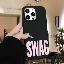 Pink SWAG Urban Aesthetic Simple Phone Case For  17Promax/17Pro/Air/17 Anti-Slip  Design, Anti-Drop And Scratch All-Inclusive Protective Case, Compatible  16/15/14/13/12/11 Promax/Pro/Plus/X Unisex, Shock Protective Case, Anti-Slip Grip, Fashion Protective Case, Streamlined Design, UV Printing, Durable Material, Men's Only YOUR-BELOVED-PHONE Christmas Gifts Christmas Gifts, New Year Gifts, Valentine's Day Gifts - 黑色 - 查看 8