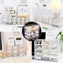 Desk Storage Organizer With 12 Mini Drawers Clear Desktop Craft Drawer Cabinet Stackable Storage Box Caddy For Makeup Jewelry Office Craft Supplies 12 Drawers - Transparent - View 6