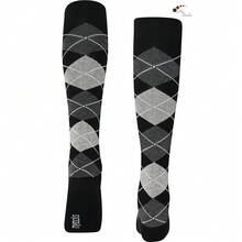 Mysocks Unisex Knee High Long Socks Argyle,4-7,BlackDarkAnthraciteWhiteLine - 黑色深炭灰色白線 - 查看 5