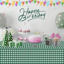 6 Pcs Dark Green Gingham Tablecloth Decorations, Disposable Plastic Green Checkered Tablecloth Buffalo Plaid Table Cover For Ba By Shower Bridal Wedding Birthday Party Supplies,54 X 108 Inch,DarkGreen - 深綠色 - 查看 5