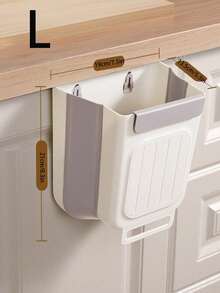 1PC Foldable Trash Can With Hanging Design Friendly & Portable For Kitchen, Bathroom And Kitchen,Bathroom,Home,Household Supplies(There Is A Slight Color Difference) - Grey - View 7