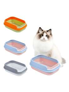 Semi-Open Cat Litter Box With Cleaning Scoop And Sanitary Filter - 青檸色 - 查看 2