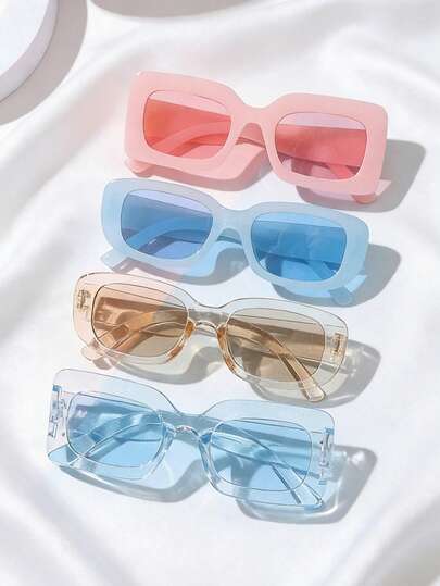 4pcs Teen Fashion Clear Square Frame Combo Glasses For Vacation Travel Outdoor Accessories