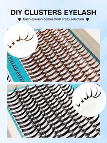 Rikuaild New 240 Pcs D CurI Brown+Black Spiky Fairy Manga Lashes 12-20mm Spiky Lash Extension Soft Wispy Thick Lash Clusters Dramatic Volume Eyelash Fairy Cosplay Suitable For Eid Holiday Party Wedding Bridesmaid Travel Vocation Beach Seaside Makeup - D - View 4