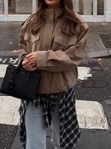 DEEKA Autumn/Winter New Women's European And American Style Fashion Suede Texture Jacket - Light Khaki - View 5