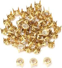 HEEPDD 50 Piezas Tachuelas de Cristal con Base Plateada, Remaches Decorativos Tipo Garra para Artesan¨ªa en Cuero, Manualidades - Oro - Ver 13