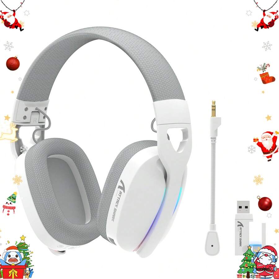 Auriculares inalámbricos ultraligeros ATTACK SHARK L90, iluminación RGB, plegables, 3 modos - Auriculares para juegos con micrófono de 2.4GHz/Bluetooth/con cable, controladores de 40 mm, sonido envolvente 7.1, compatible con PC, personalizable a través de software - Multicolor - Ver 1